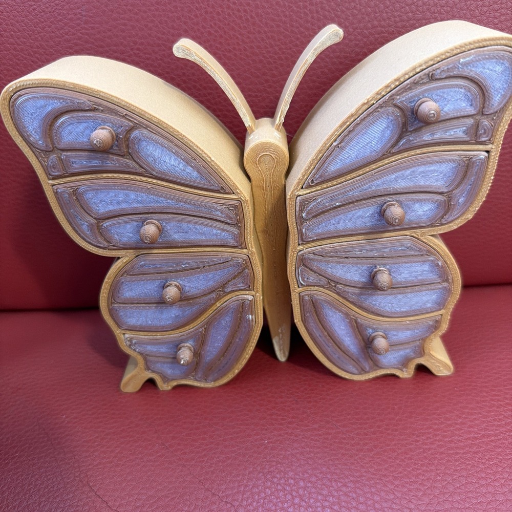 Butterfly Organizer Drawer 3D Printed Jewelry Box Brown Storage Vanity Decor